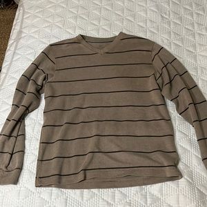 Men’s Small Tan & Brown Striped Sweater